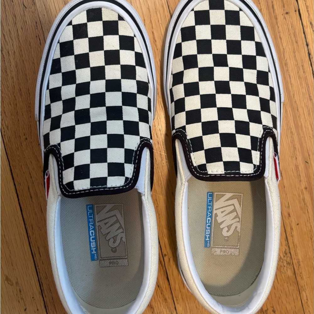 Vans Checkered Slip-On Shoes - Black and White Ultracush Pro Size 7.5 Women